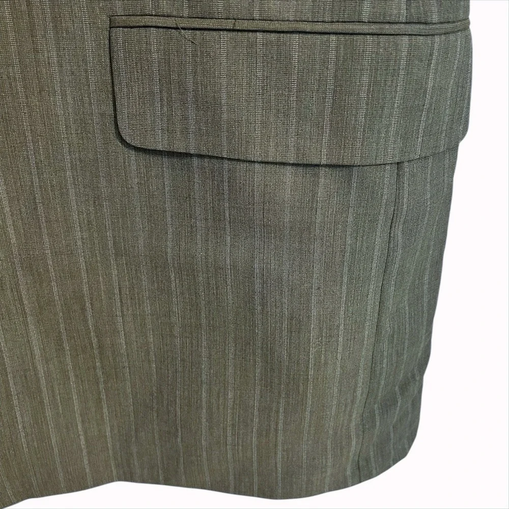Hickey Freeman Suit Jacket 44R 44 Regular Green Gray‎ Pinstripe 100% Wool Blazer